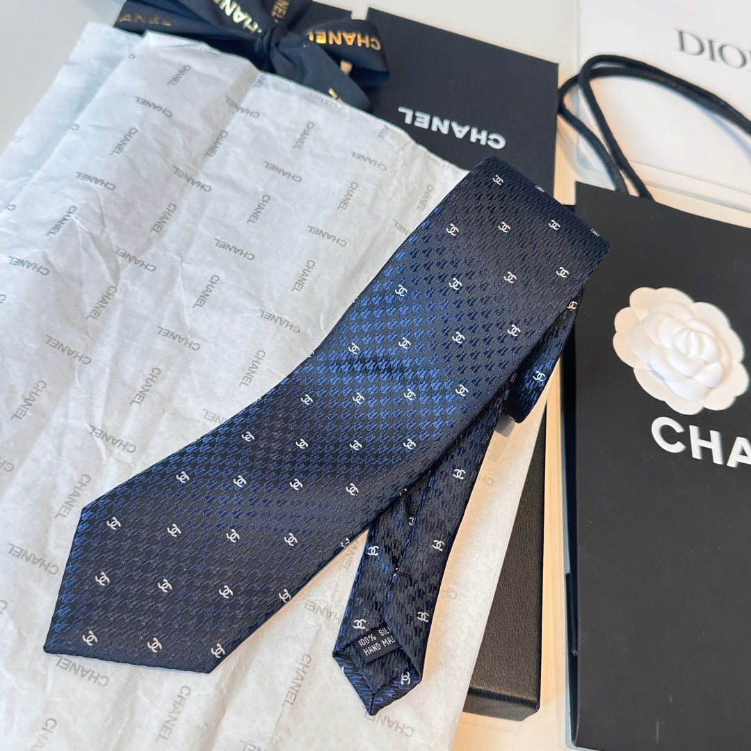 Chanel Double C Logo Silk Tie
