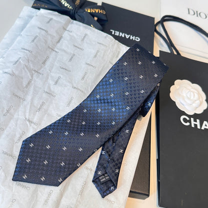 Chanel Double C Logo Silk Tie