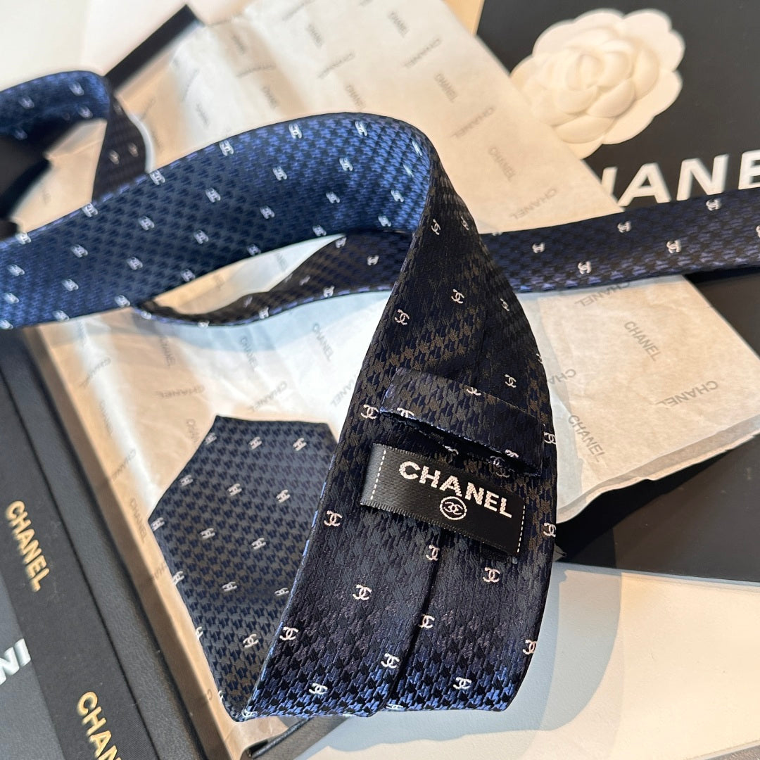 Chanel Double C Logo Silk Tie