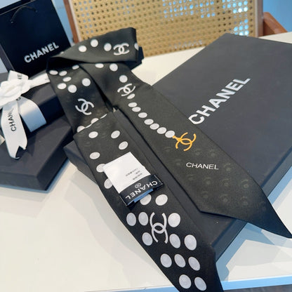 Chanel Pearl Silk Twilly Scarf