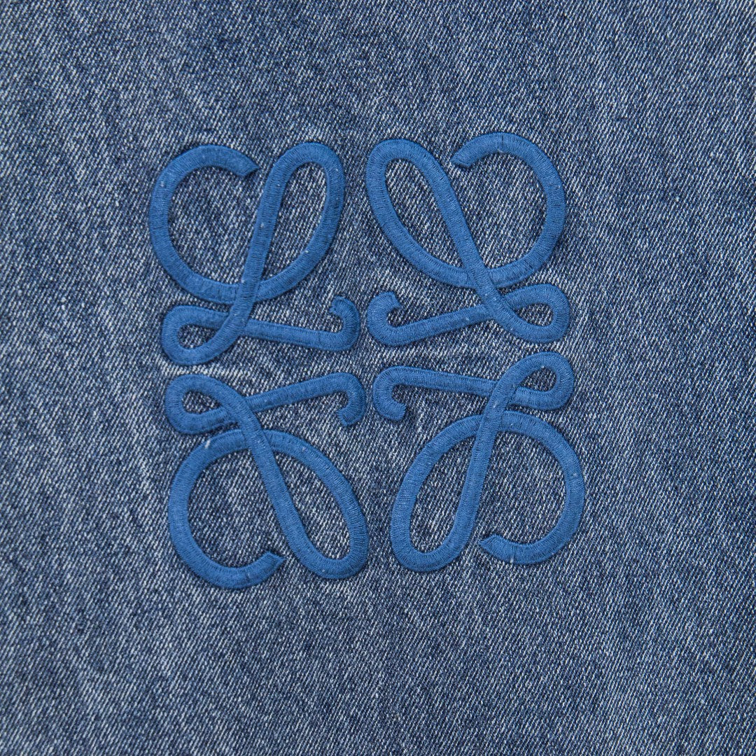 Loewe Anagram Embroidered Distressed Denim Jeans