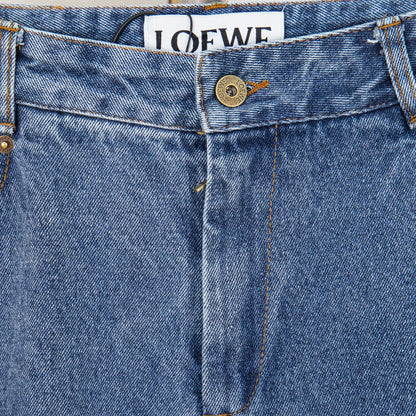 Loewe Anagram Embroidered Distressed Denim Jeans
