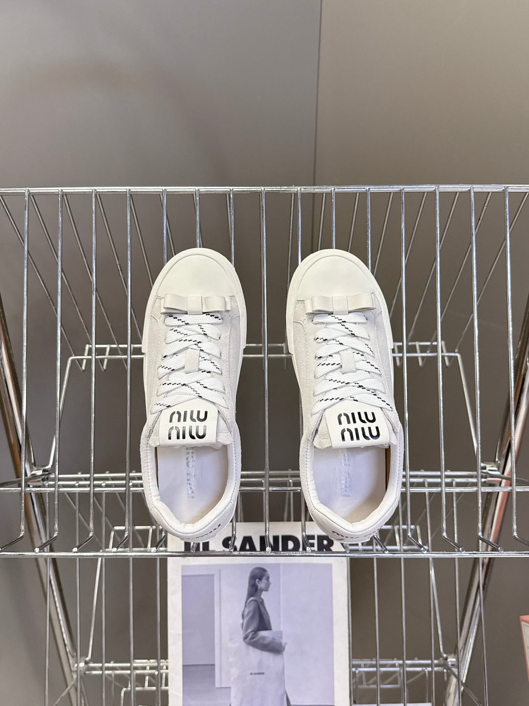 Miu Miu Distressed Retro Double Lace Sneakers