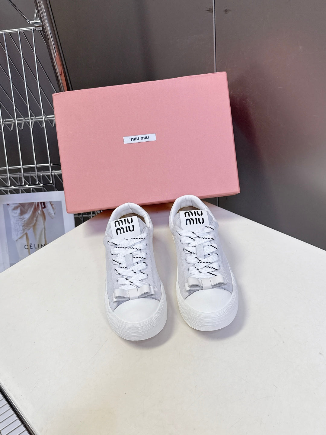 Miu Miu Distressed Retro Double Lace Sneakers
