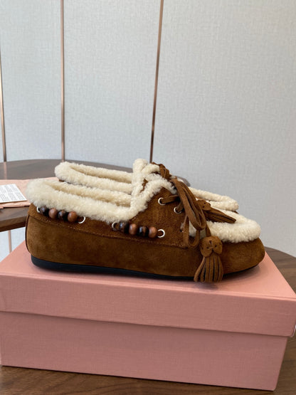 Miu Miu Pure Wool Loafer Driving Shoes – 2025SS