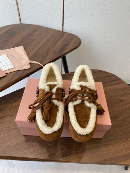 Miu Miu Pure Wool Loafer Driving Shoes – 2025SS
