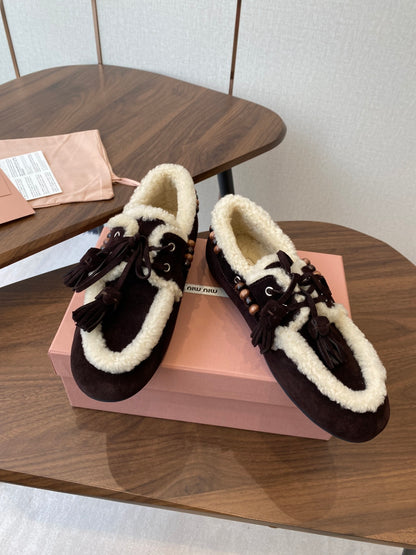 Miu Miu Pure Wool Loafer Driving Shoes – 2025SS