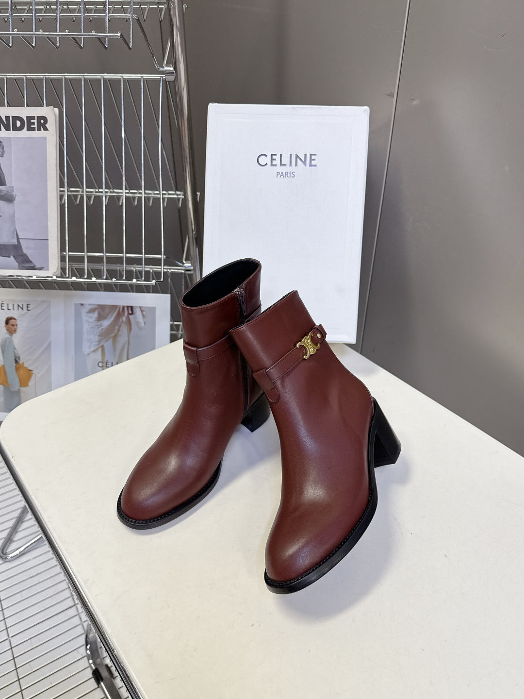 Celine Retro Triomphe Chunky Heel Ankle Boots – Autumn/Winter