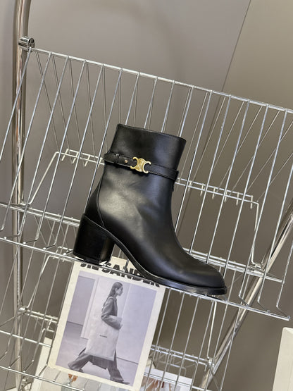 Celine Retro Triomphe Chunky Heel Ankle Boots – Autumn/Winter