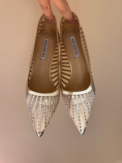 Aquazzura Sequin Butterfly Block Heel Sandals – Spring/Summer 2025 Collection