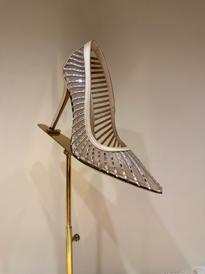 Aquazzura Sequin Butterfly Block Heel Sandals – Spring/Summer 2025 Collection