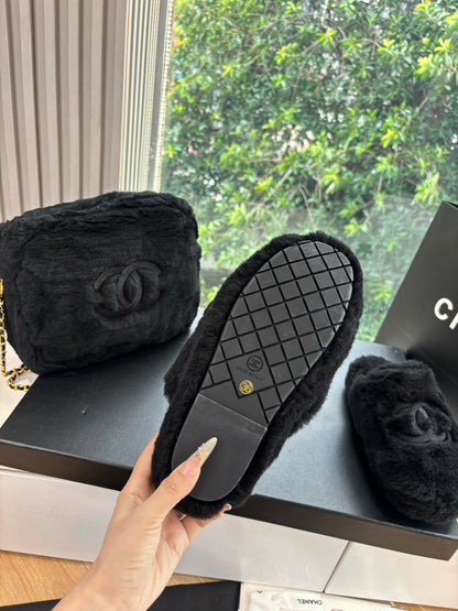 Chanel Wool Fur Slippers – 25FW