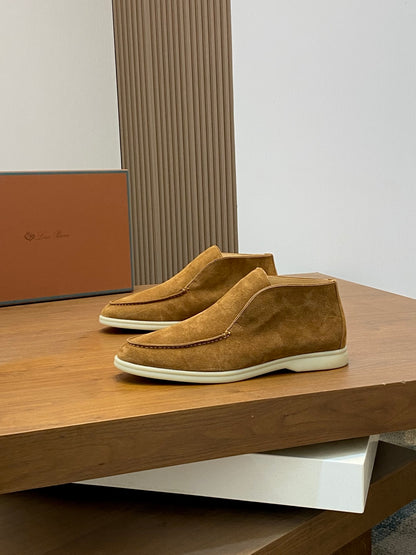 Loro Piana Suede Leather Slip-On Loafers