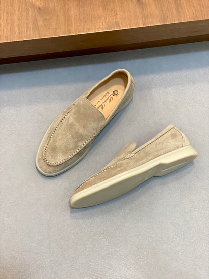 Loro Piana Suede Leather Slip-On Loafers