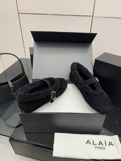 Alaïa Wool-Lined Mary Jane Ballerina Flats – 25SS/FW Collection