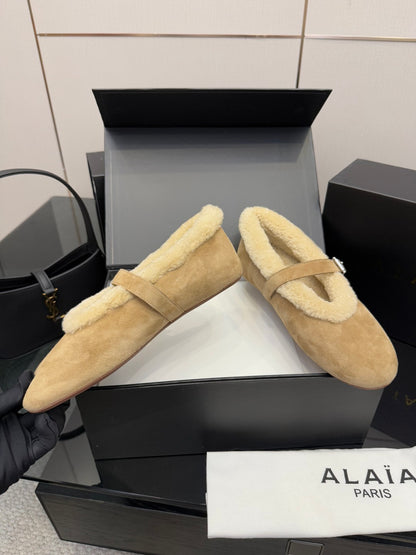 Alaïa Wool-Lined Mary Jane Ballerina Flats – 25SS/FW Collection