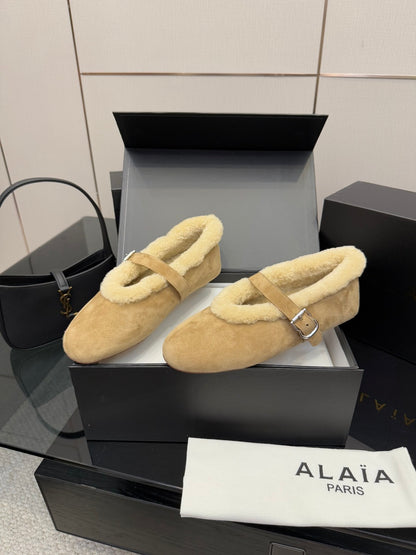 Alaïa Wool-Lined Mary Jane Ballerina Flats – 25SS/FW Collection
