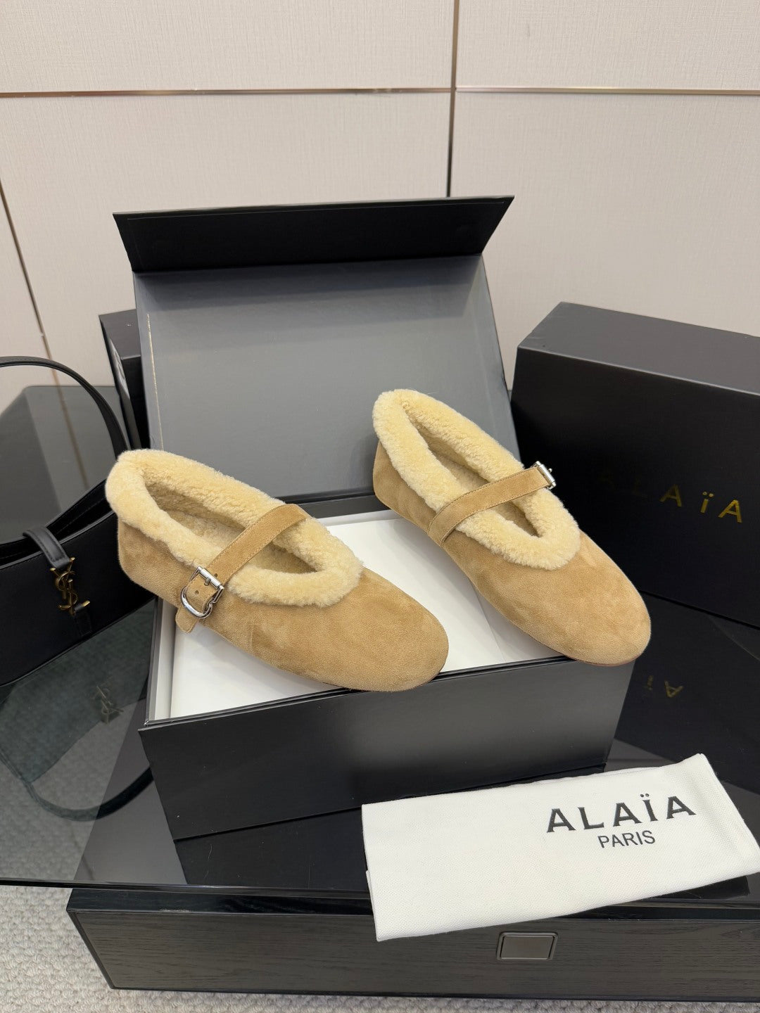 Alaïa Wool-Lined Mary Jane Ballerina Flats – 25SS/FW Collection