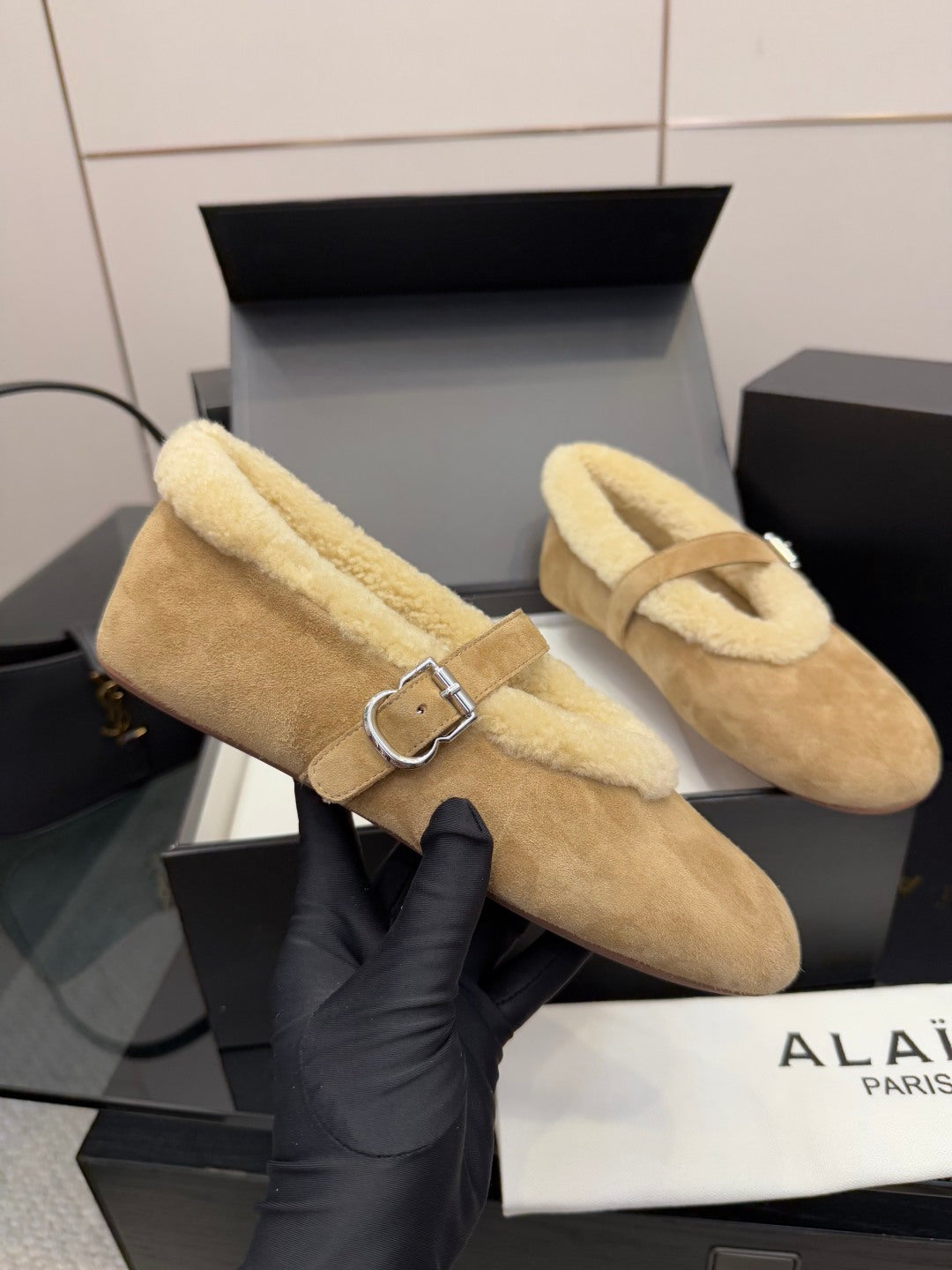 Alaïa Wool-Lined Mary Jane Ballerina Flats – 25SS/FW Collection