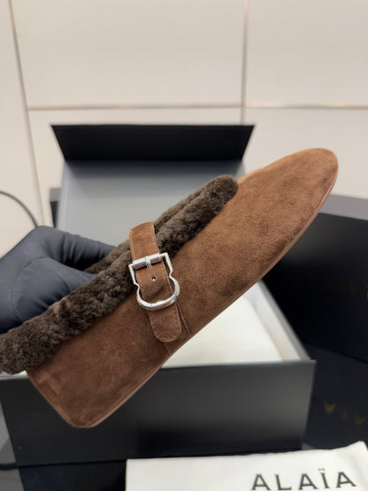 Alaïa Wool-Lined Mary Jane Ballerina Flats – 25SS/FW Collection