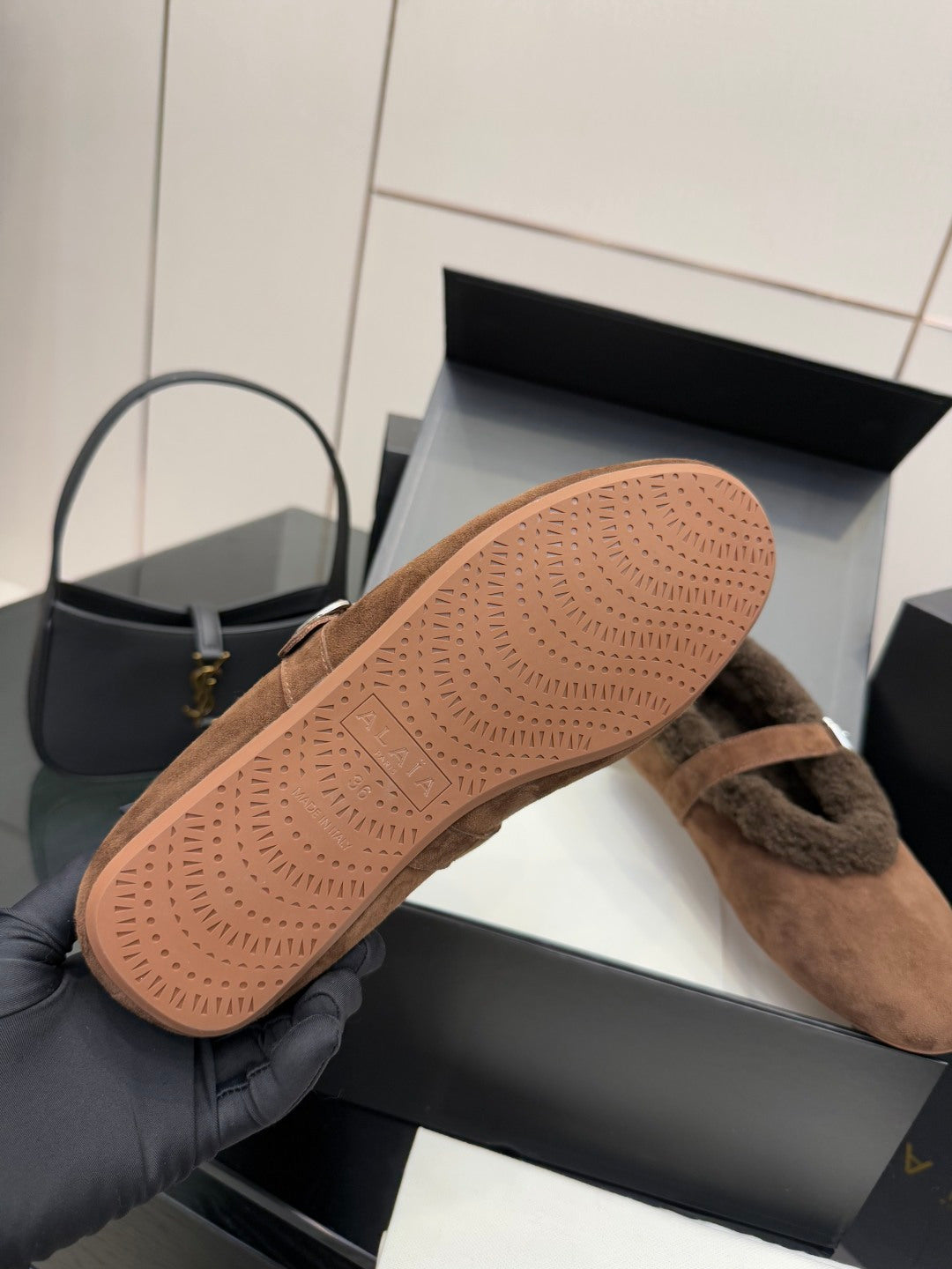 Alaïa Wool-Lined Mary Jane Ballerina Flats – 25SS/FW Collection