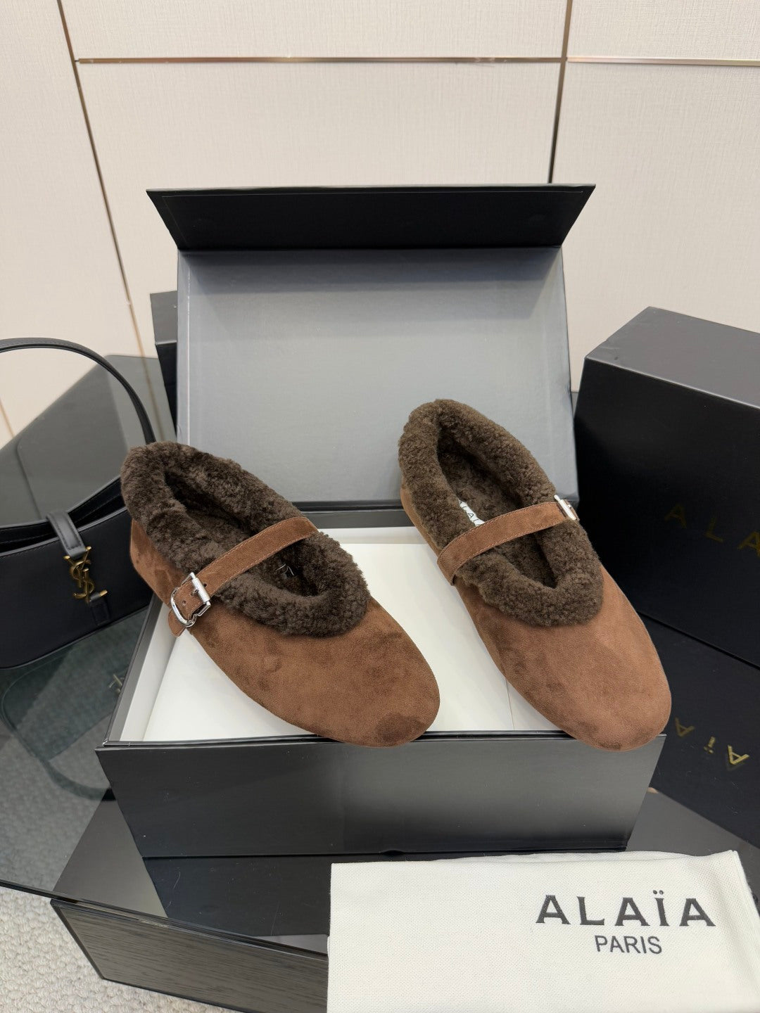 Alaïa Wool-Lined Mary Jane Ballerina Flats – 25SS/FW Collection