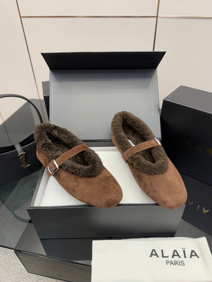 Alaïa Wool-Lined Mary Jane Ballerina Flats – 25SS/FW Collection