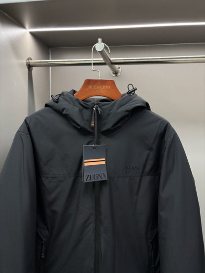 Zegna Letter Embroidered Down Jacket