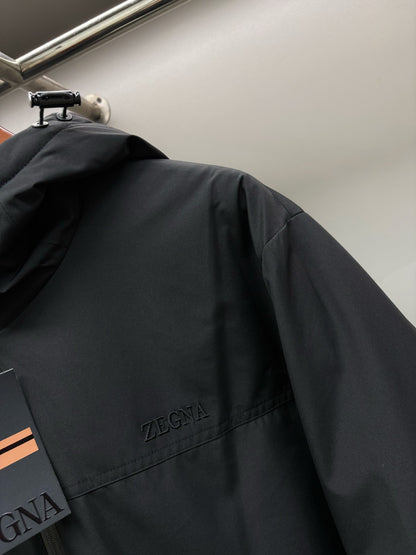 Zegna Letter Embroidered Down Jacket
