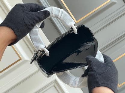 Dior Lady Dior Three-Grid Patent Leather Shoulder Bag