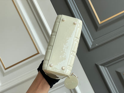 Dior Lady Dior Three-Grid Patent Leather Shoulder Bag