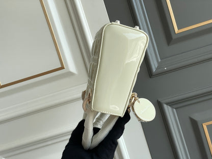 Dior Lady Dior Three-Grid Patent Leather Shoulder Bag