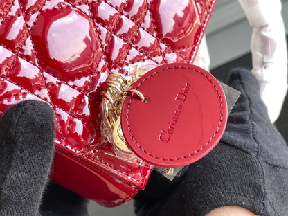 Dior Lady Dior Three-Grid Patent Leather Shoulder Bag