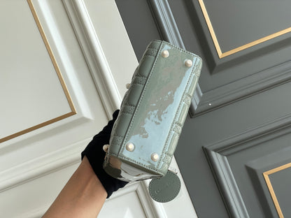 Dior Lady Dior Three-Grid Patent Leather Shoulder Bag