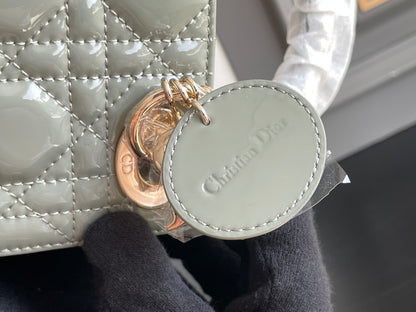 Dior Lady Dior Three-Grid Patent Leather Shoulder Bag