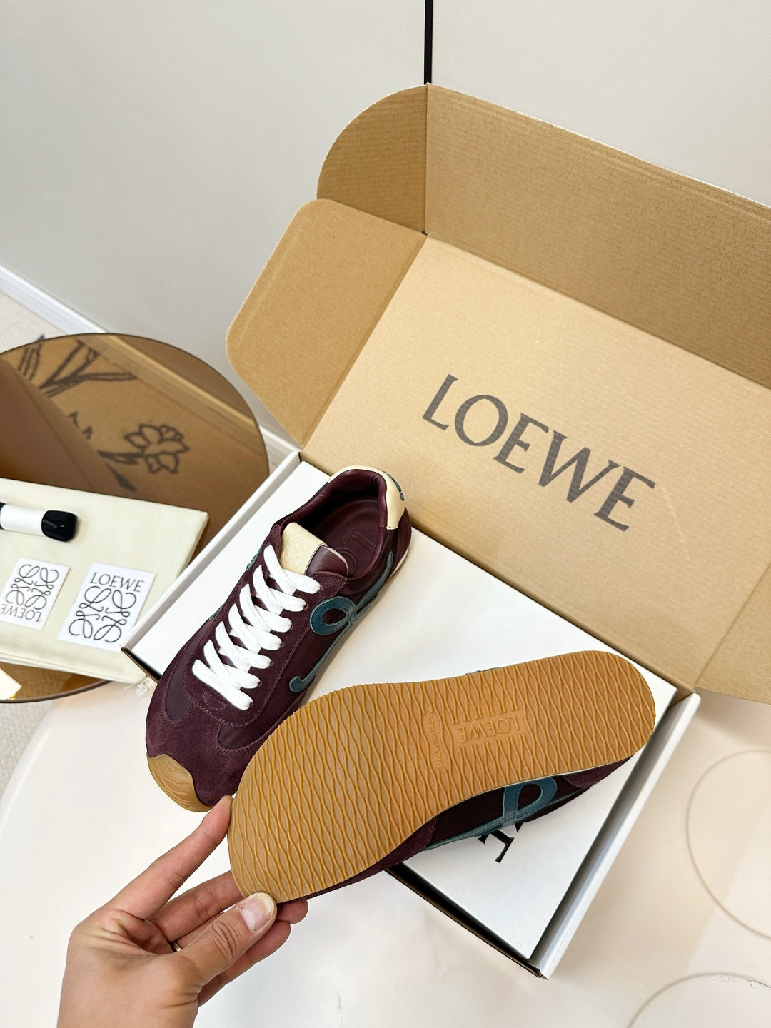 Loewe Ballet Runner 2.0 Burgundy Sneakers