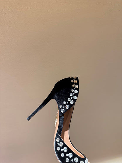 Aquazzura Butterfly Velvet Heeled Sandals – 2025 Spring/Summer Collection