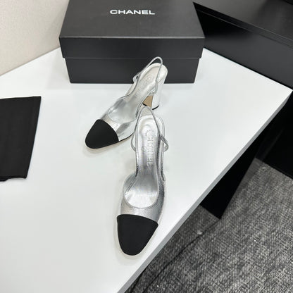 Chanel Classic Two-Tone Slingback Sandals