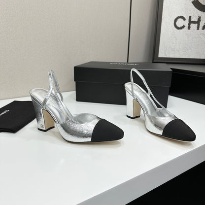 Chanel Classic Two-Tone Slingback Sandals