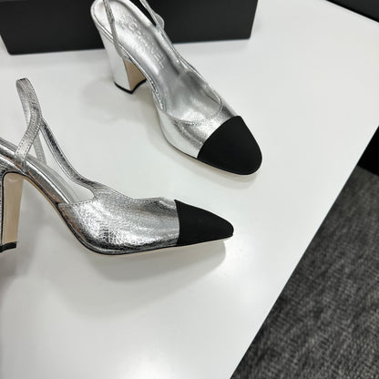 Chanel Classic Two-Tone Slingback Sandals