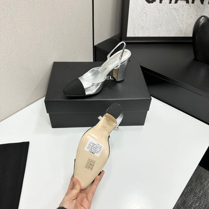 Chanel Classic Two-Tone Slingback Sandals