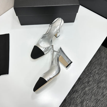 Chanel Classic Two-Tone Slingback Sandals