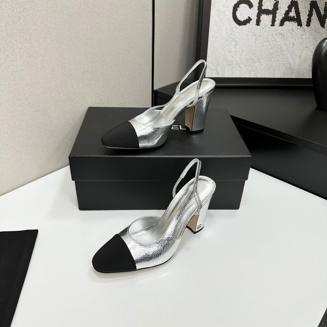 Chanel Classic Two-Tone Slingback Sandals