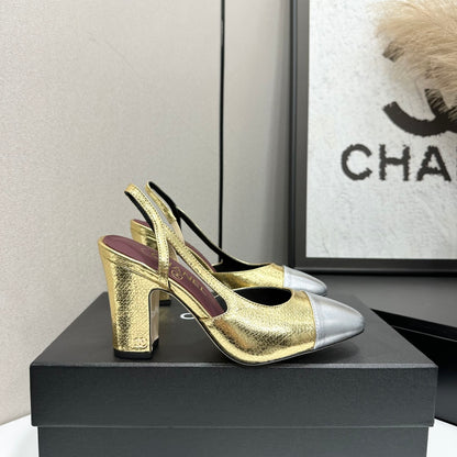 Chanel Classic Two-Tone Slingback Sandals