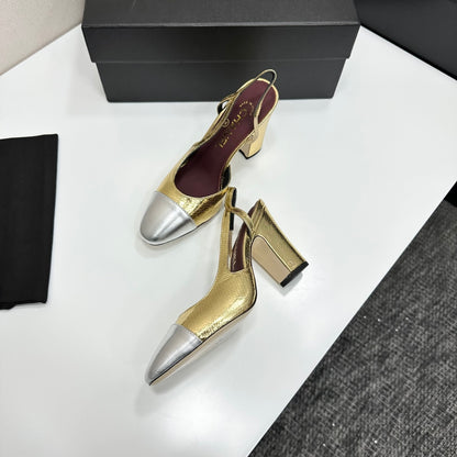 Chanel Classic Two-Tone Slingback Sandals