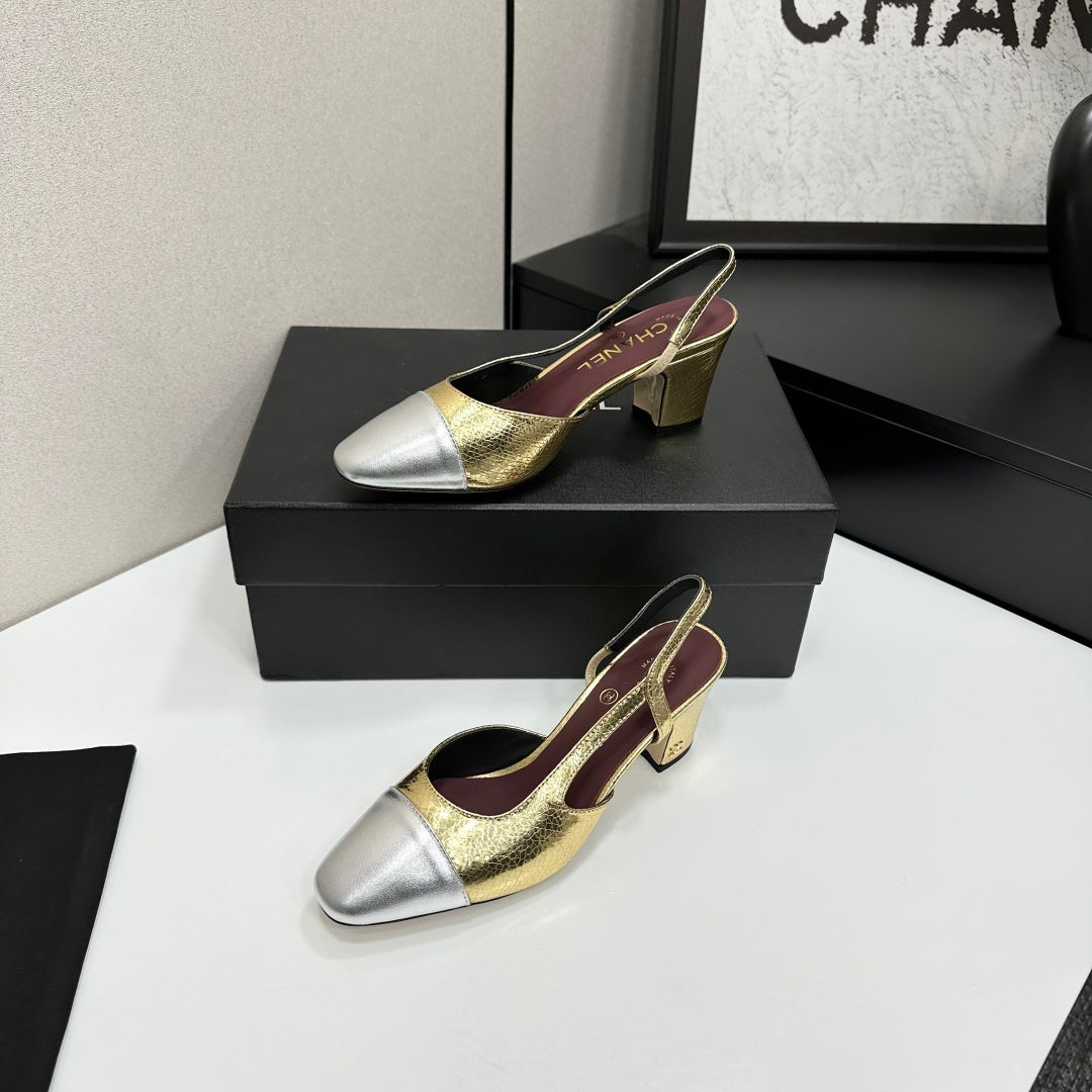 Chanel Classic Two-Tone Slingback Shoes