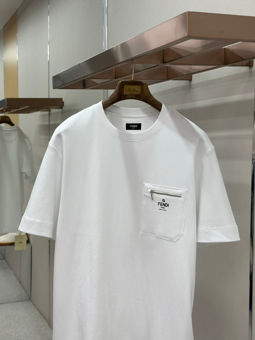 Fendi Roma Logo Zip Pocket T-Shirt