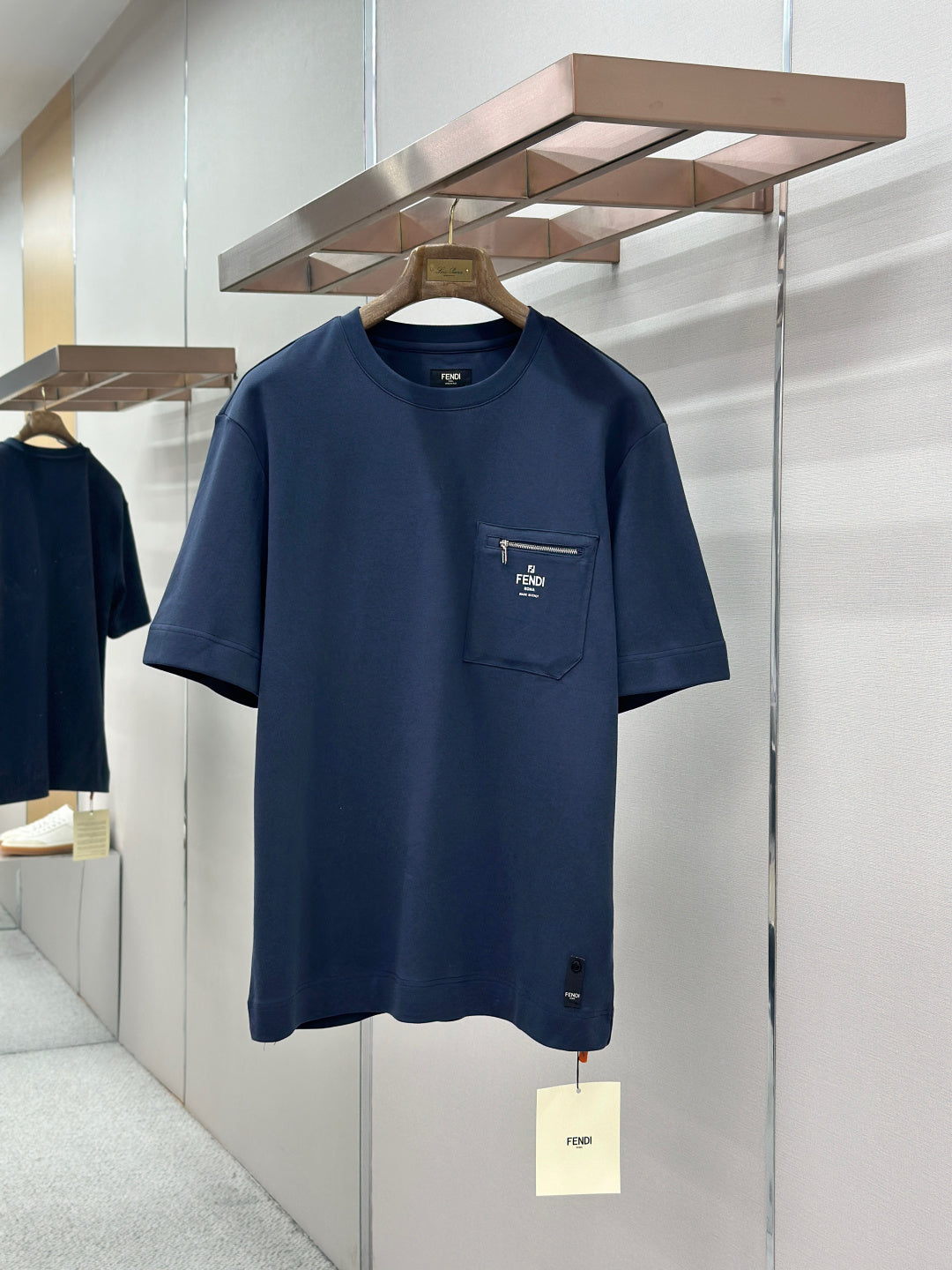 Fendi Roma Logo Zip Pocket T-Shirt
