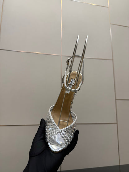Aquazzura Rhinestone Silk Heeled Sandals – Spring/Summer Collection