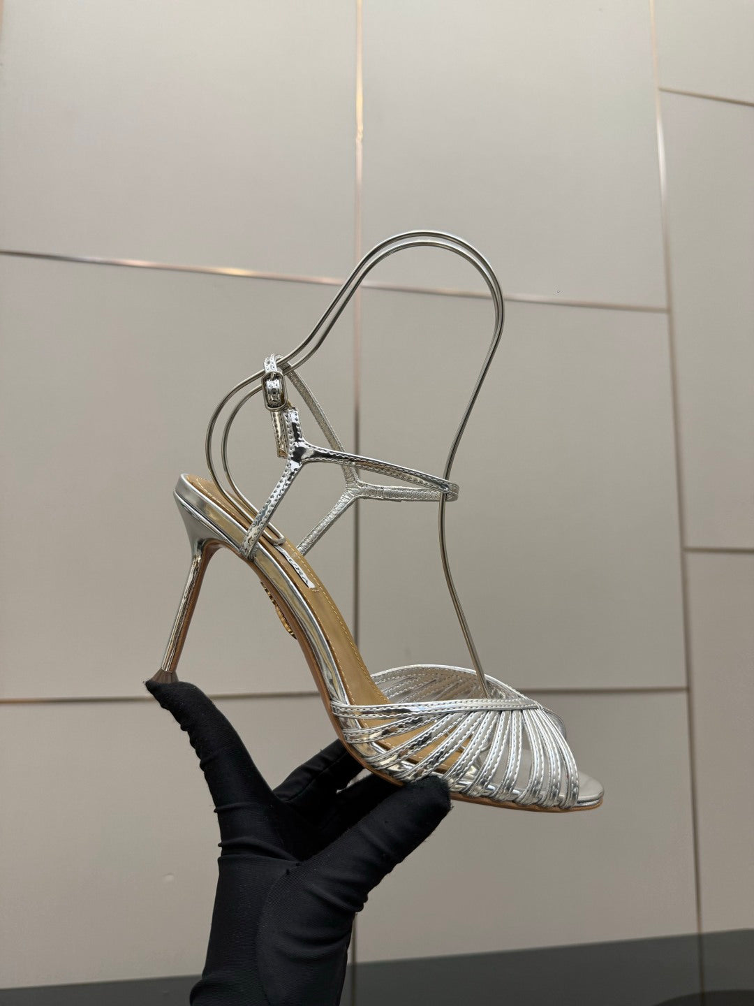 Aquazzura Rhinestone Silk Heeled Sandals – Spring/Summer Collection